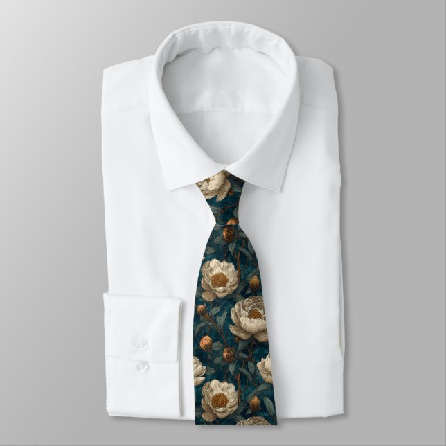 Classic Dads Fathers Day Gifts Peonies Neck Tie (Tied)