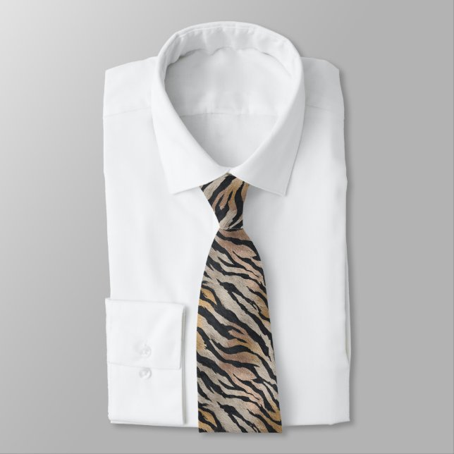 Classic Dads Fathers Day Gifts Tiger Print Neck Tie (Tied)