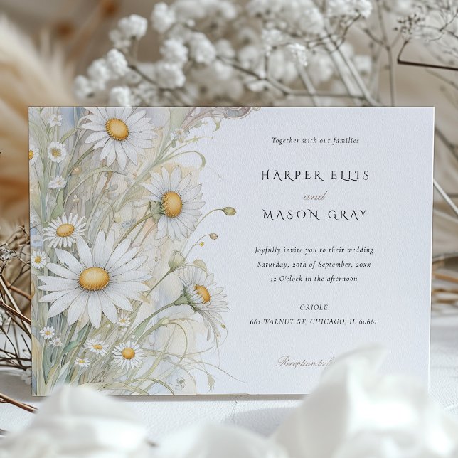 Classic Daisies Elegant Pastel Wedding Invitation (Creator Uploaded)