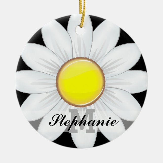 Classic Daisy Flower Ceramic Ornament (Front)