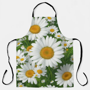 Classic daisy pattern white floral fields greenery apron
