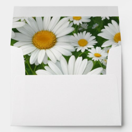 Classic daisy pattern white floral fields greenery envelope