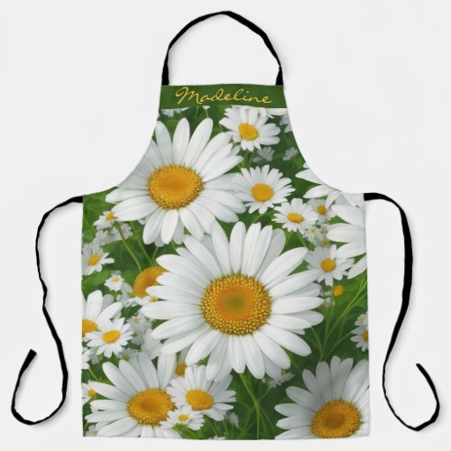 Classic daisy pattern white floral personalize apron