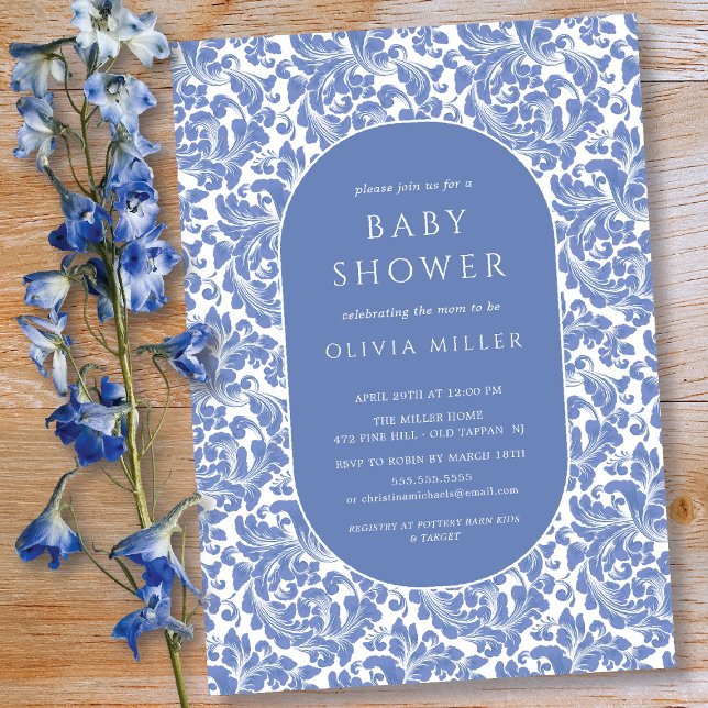 Classic Damask Floral Baby Shower Invitation (Creator Uploaded)