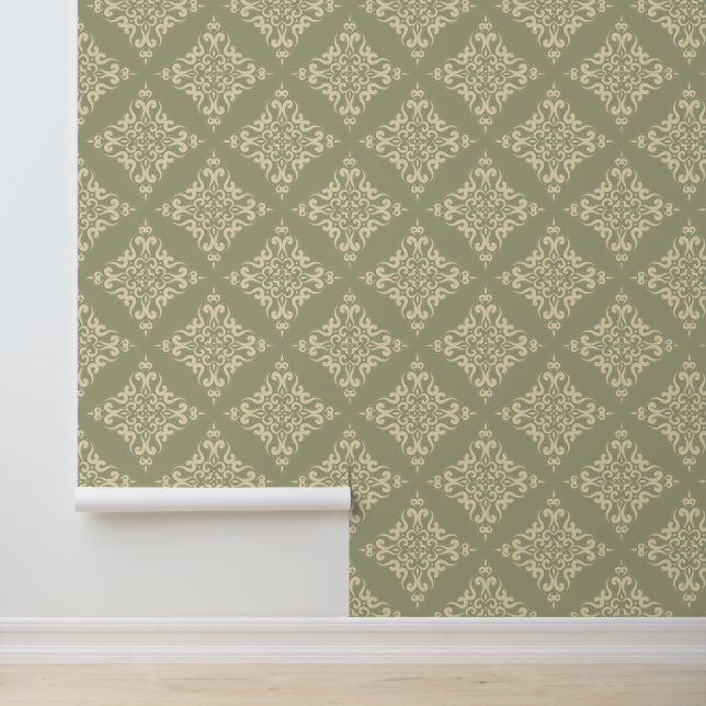 Classic damask gray &light beige  wallpaper  (Application)