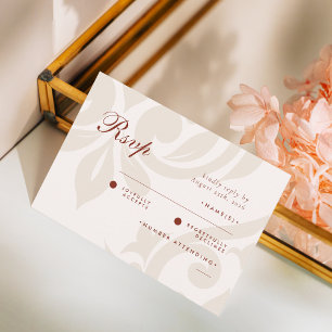 Classic Damask Ivory Sienna Photo Wedding RSVP