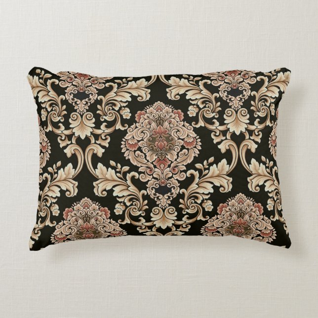 classic damask jacquard pattern with frameabstract accent pillow (Front)