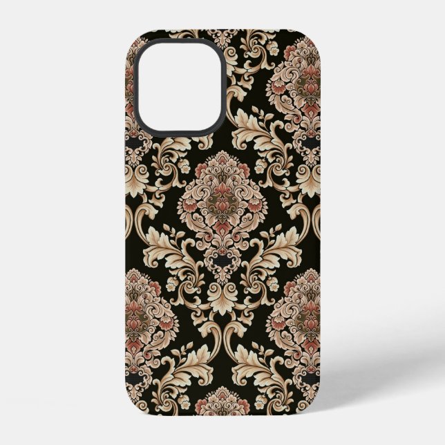 classic damask jacquard pattern with frameabstract iphone case (Back)