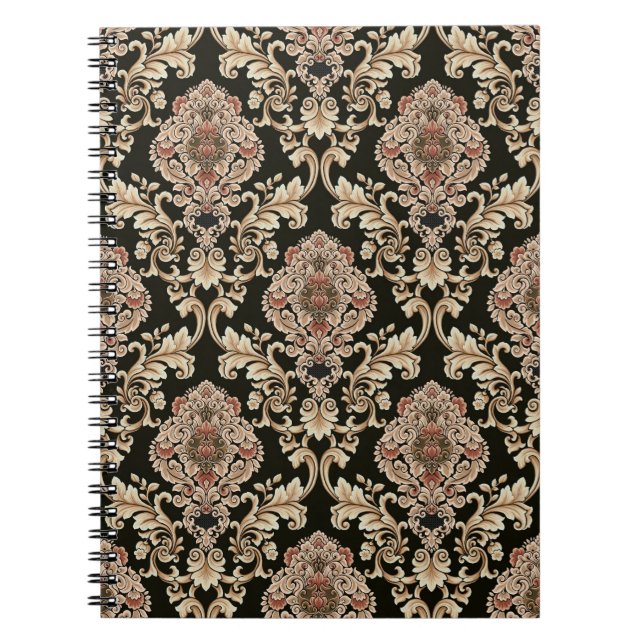classic damask jacquard pattern with frameabstract notebook (Front)