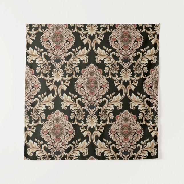 classic damask jacquard pattern with frameabstract tapestry (Front)