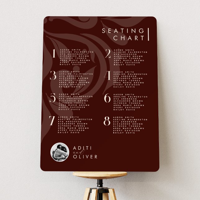 Classic Damask Mahogany Red Photo Seating Chart Foam Board (Creator Uploaded)