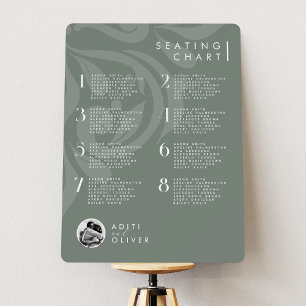 Classic Damask Pale Olive Photo Seating Chart Foam Board