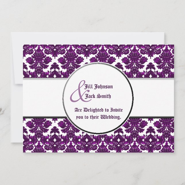 Classic Damask Purple (Wedding) Invitation (Front)