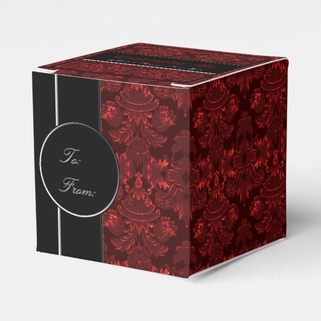 Classic Damask Red Favor Boxes (Front Side)