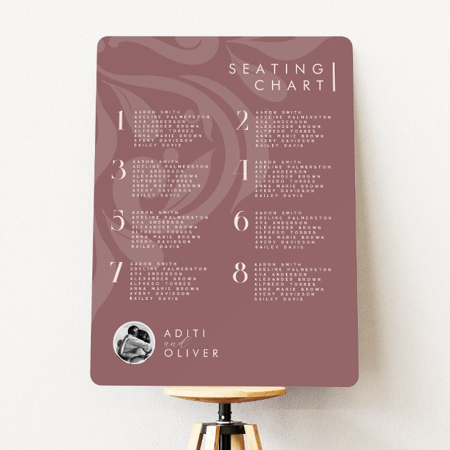 Classic Damask Rose Taupe Photo Seating Chart Foam Board (Creator Uploaded)