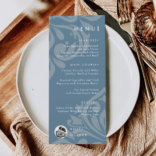 Classic Damask Vintage Teal Photo Wedding Menu