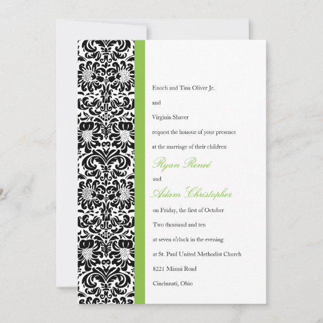 Classic Damask Wedding Invitation (Front)