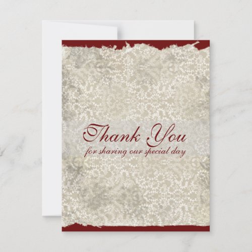 Classic Damask Wedding Thank You Notes Red Invitation