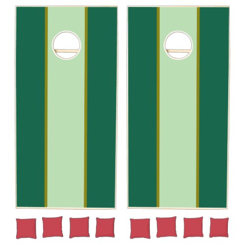 Classic Dark and Light Green Stripe Cornhole Set