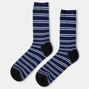 Classic Dark Blue and White Stripes Men's Socks