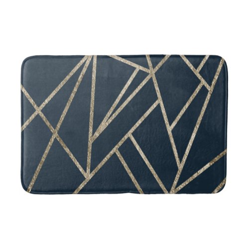 Classic Dark Blue Gold Geo 1 Bath Mat