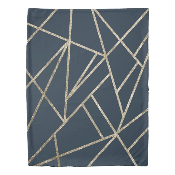 Classic Dark Blue Gold Geo 1 Duvet Cover Zazzle