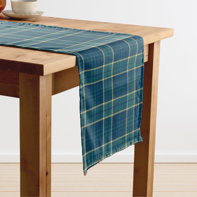 Classic Dark Blue Green Gold Tartan Plaid  Long Table Runner (Creator Uploaded)