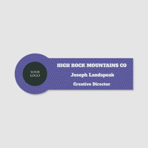 Classic Dark Blue Leather Pattern  Logo Name Tag