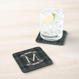 Classic Dark Blue Red Green Plaid Pattern Beverage Coaster