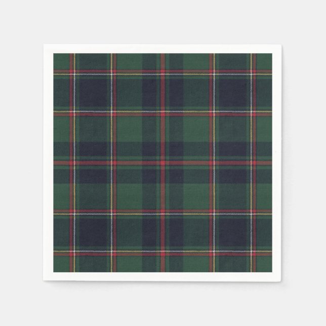 Classic Dark Blue Red Green Plaid Pattern Napkins (Front)