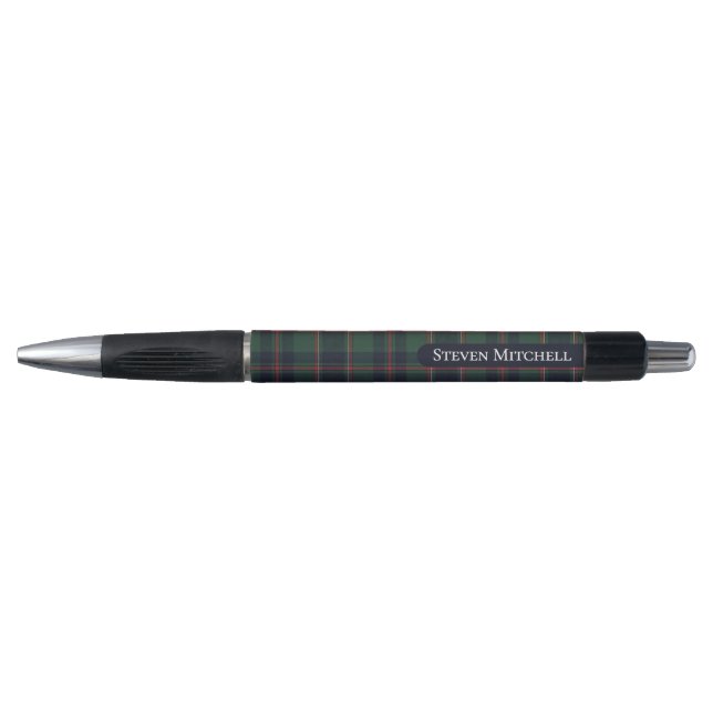 Classic Dark Blue Red Green Plaid Pattern Pen (Front)
