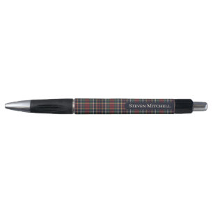 Classic Dark Blue Red Green Plaid Pattern Pen