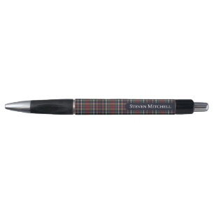 Classic Dark Blue Red Green Plaid Pattern Pen