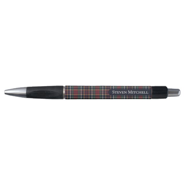 Classic Dark Blue Red Green Plaid Pattern Pen (Front)
