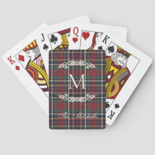 Classic Dark Blue Red Green Plaid Pattern Poker Cards