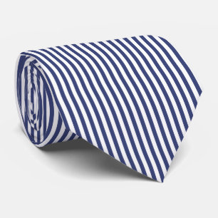 Classic Dark Blue White Vertical Stripes Pattern Neck Tie