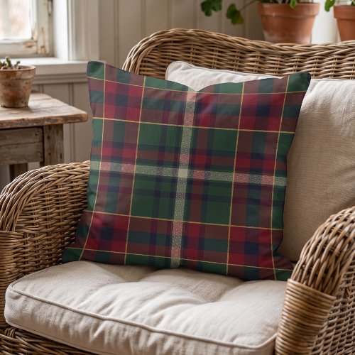 Classic Dark Blue Yellow Red Green Plaid Pattern Throw Pillow