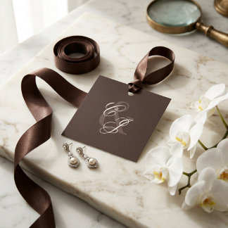Classic Dark Brown Old Money Wedding Favor Tags