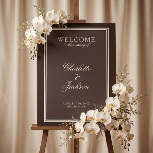 Classic Dark Brown Old Money Wedding Foam Board