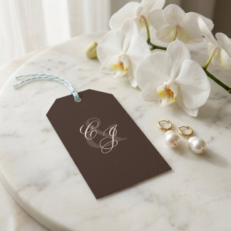 Classic Dark Brown Old Money Wedding Gift Tags