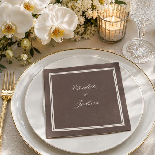 Classic Dark Brown Old Money Wedding Napkins