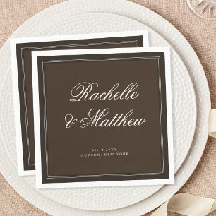 Classic Dark Brown Old Money Wedding Napkins