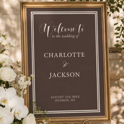 Classic Dark Brown Old Money Wedding Poster
