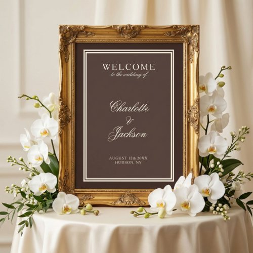 Classic Dark Brown Old Money Wedding Poster