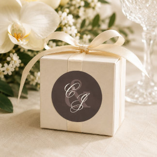 Classic Dark Brown Old Money Wedding Round Sticker