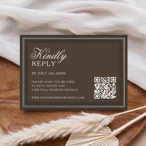 Classic Dark Brown Old Money Wedding RSVP Card