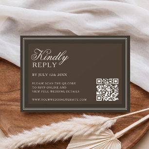 Classic Dark Brown Old Money Wedding RSVP Card
