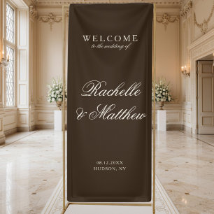 Classic Dark Brown Old Money Wedding Welcome Banner