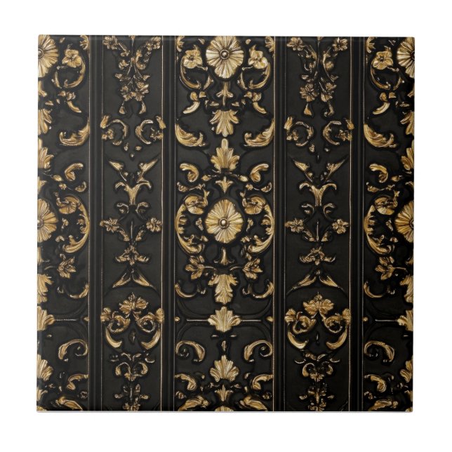 Classic Dark Elegant Pattern Ceramic Tile (Front)