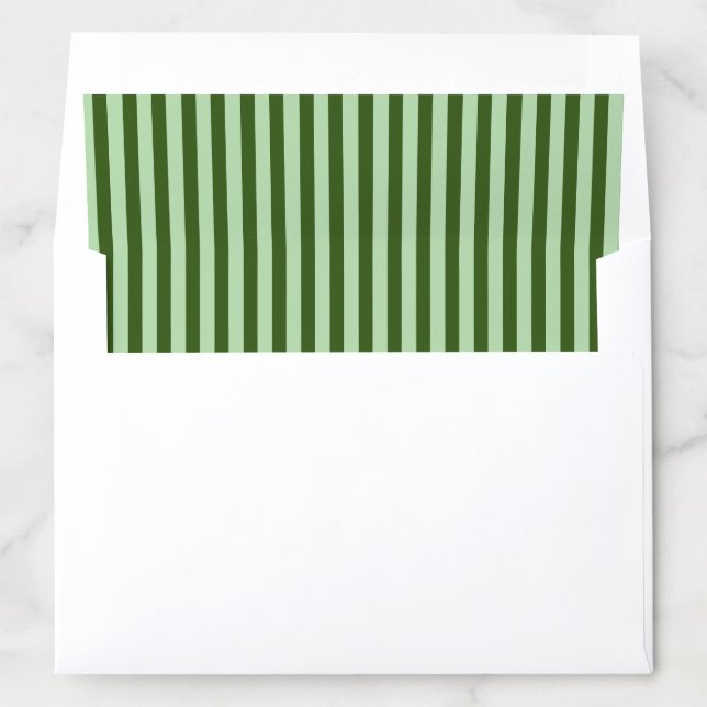 Classic Dark Forest Green & Green Vertical Stripes Envelope Liner (In Envelope)